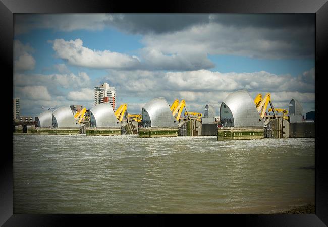 Thames Barrier full closure  Framed Print by Darren Willmin