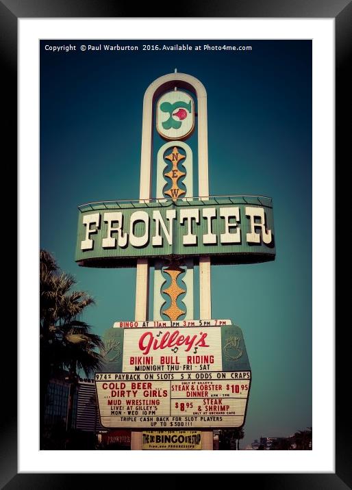 Frontier Hotel Sign, Las Vegas Framed Mounted Print by Paul Warburton