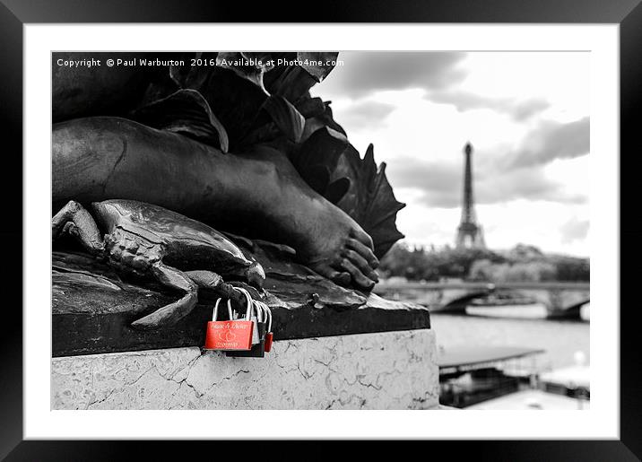 Red Padlocks in Paris Framed Mounted Print by Paul Warburton