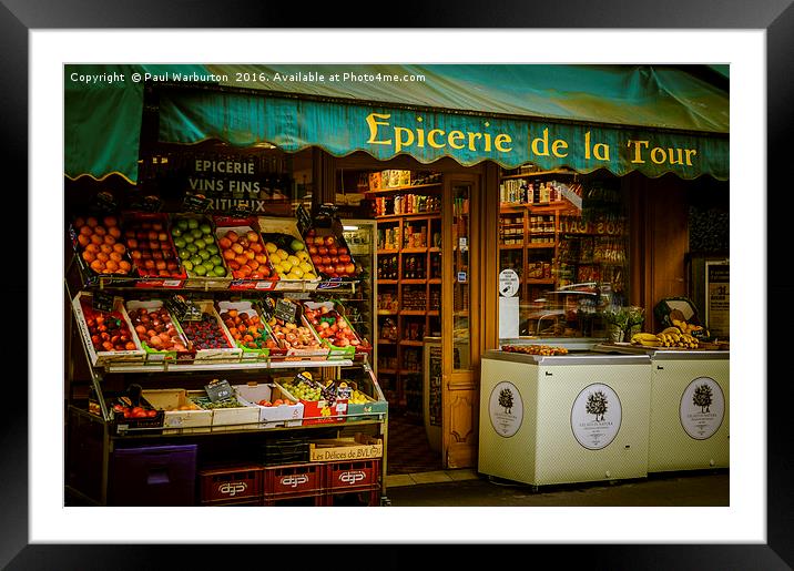 French Grocery Store Framed Mounted Print by Paul Warburton