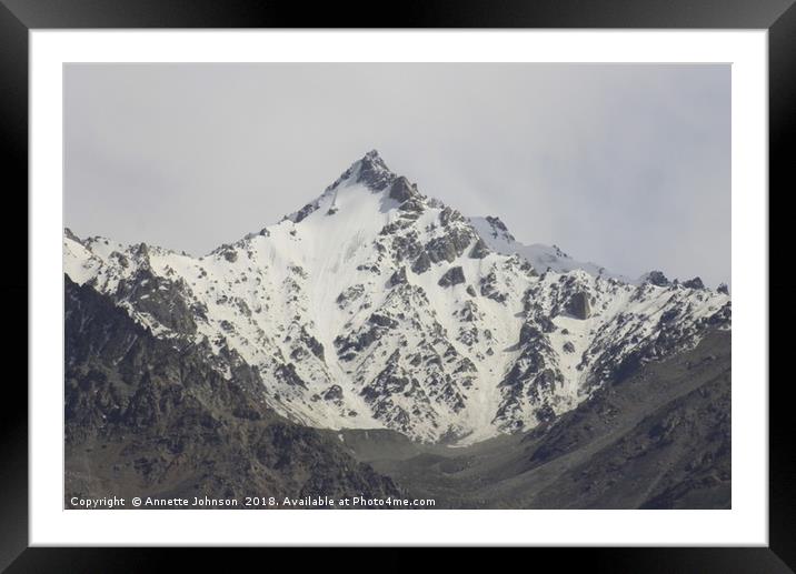 Kongur Tagh- Highest peak in Tian Shan Mountains Framed Mounted Print by Annette Johnson