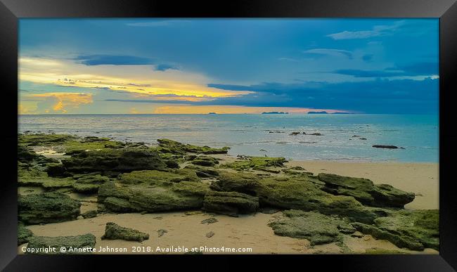 Klong Khong Beach Sunset Framed Print by Annette Johnson