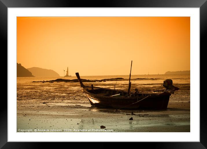  Boat at Low Tide Framed Mounted Print by Annette Johnson