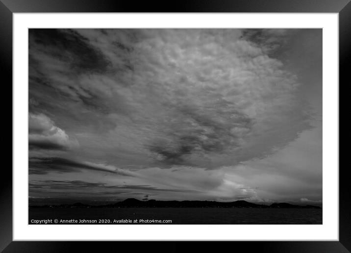 Clouds in Mono Framed Mounted Print by Annette Johnson