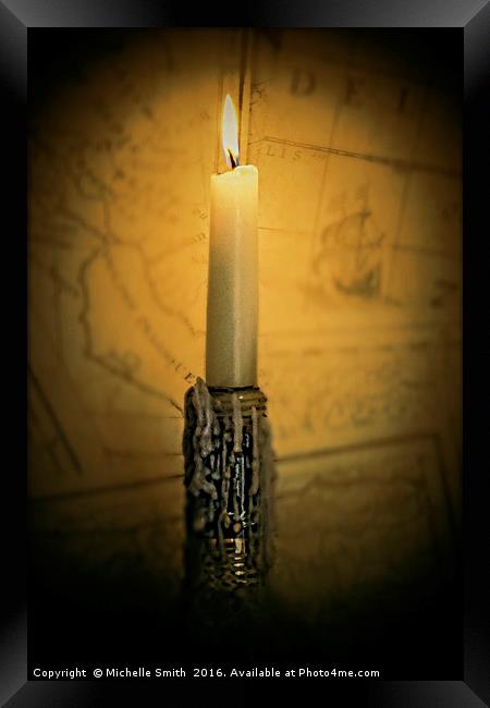 candle in a bottle Framed Print by Michelle Smith