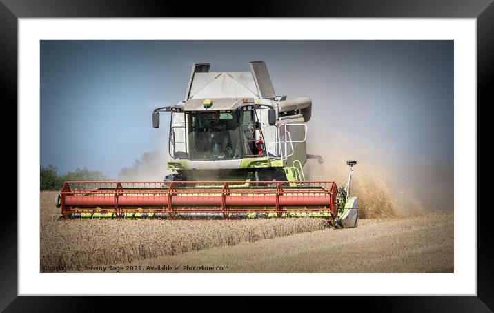 Mighty Machine Harvesting Barley Framed Mounted Print by Jeremy Sage