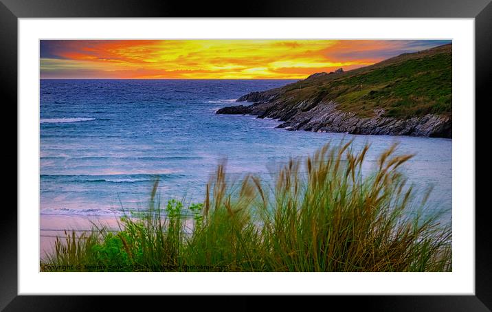 Majestic Sunset Over Crantock Bay Framed Mounted Print by Jeremy Sage
