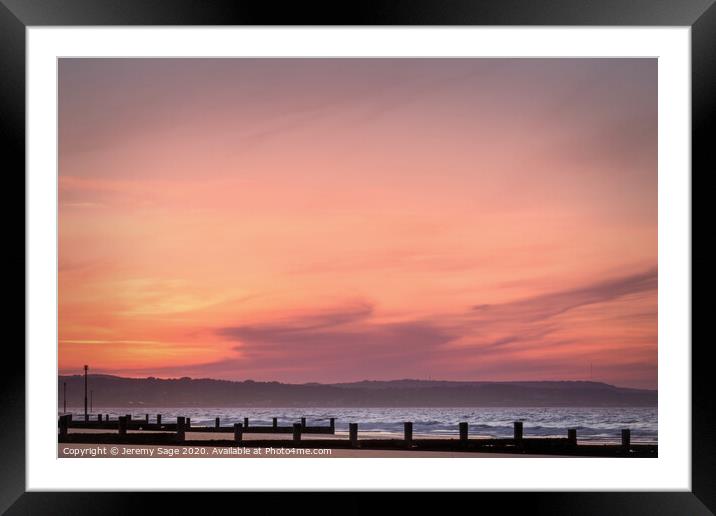 A Glowing Sunrise on Dymchurch Beach Framed Mounted Print by Jeremy Sage