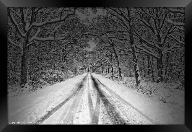 Treacherous Winter Drive Framed Print by Jeremy Sage