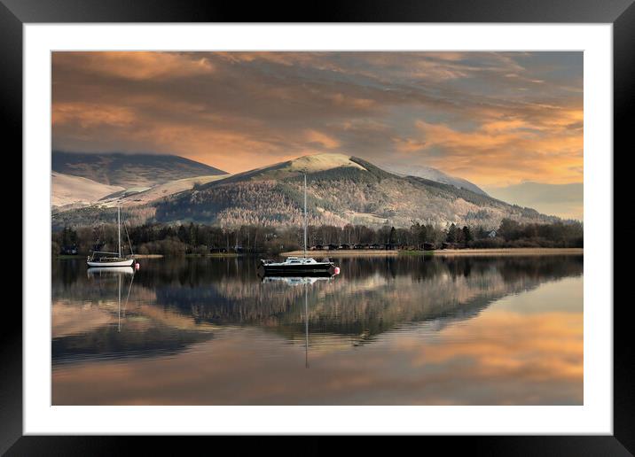 Sunrise over Latrigg from Portinscale  Framed Mounted Print by Martin Lawrence