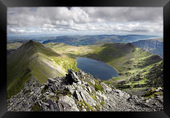 Light and Shadows on Striding Edge and Catstycam Framed Print by Martin Lawrence