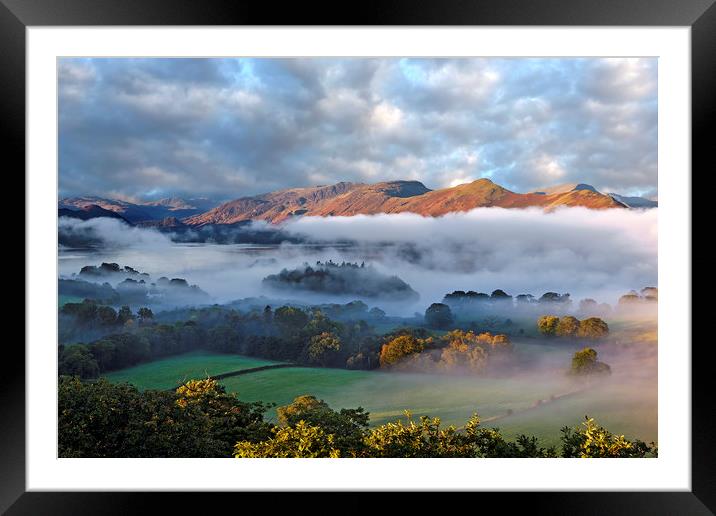Mists over Derwentwater and Catbells Framed Mounted Print by Martin Lawrence