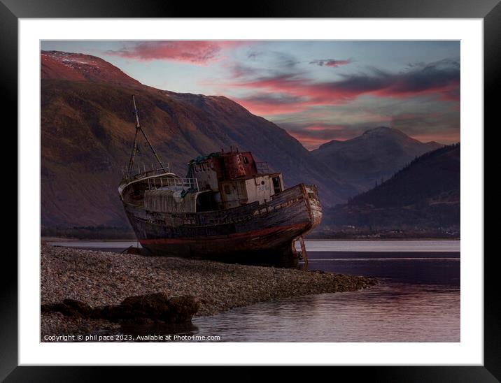 Corpach Shipwreck Framed Mounted Print by phil pace