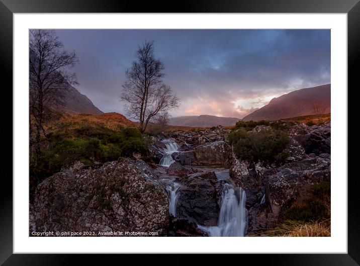 Buachaille Etive Mòr Waterfall Framed Mounted Print by phil pace