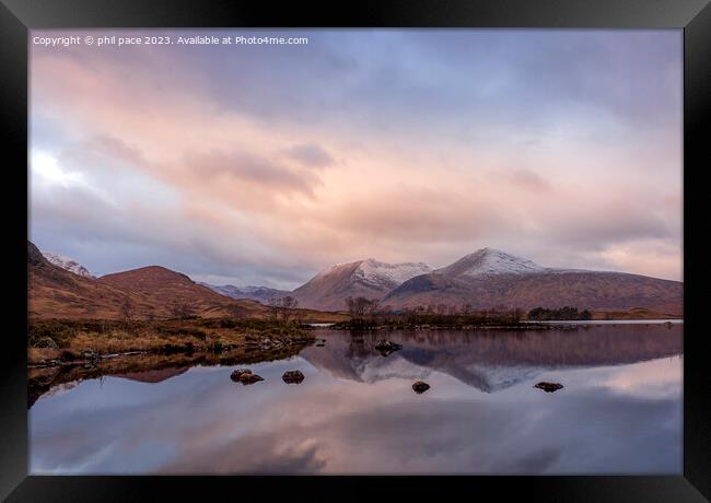 Loch nah Achlaise  Framed Print by phil pace