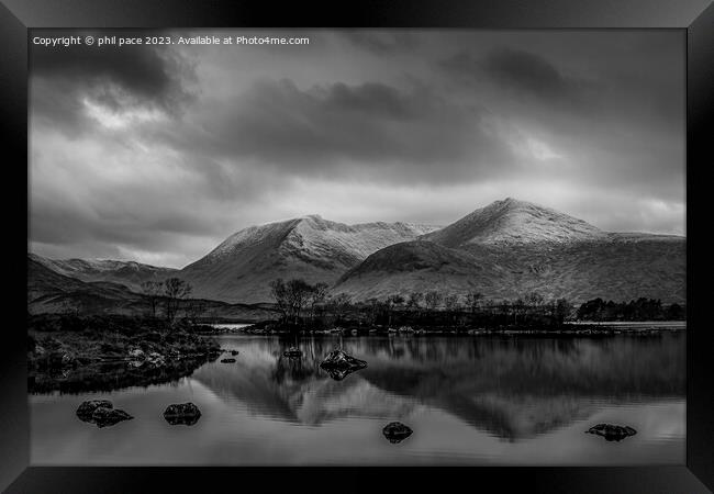 Loch nah Achlaise  Framed Print by phil pace