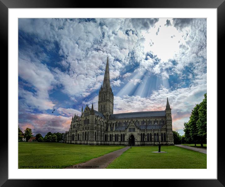 Salisbury Cathredral Framed Mounted Print by phil pace