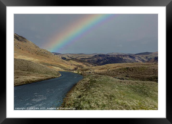 Honister Pass Rainbow Framed Mounted Print by phil pace