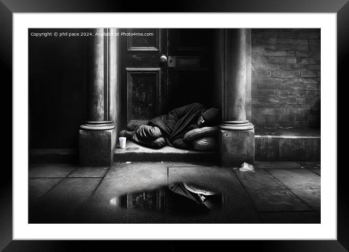 Homeless 3 Framed Mounted Print by phil pace