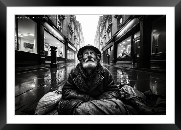 Homeless 5 Framed Mounted Print by phil pace