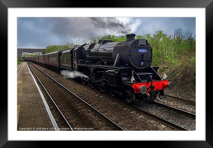 Steam Through Time: LMS Black 5 No. 44871  Framed Mounted Print by phil pace