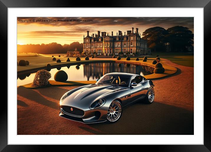 Million-Dollar Majesty: The Platinum Jaguar's Estate Framed Mounted Print by phil pace