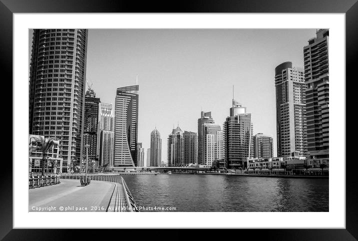 Rising Towers in B&W Framed Mounted Print by phil pace