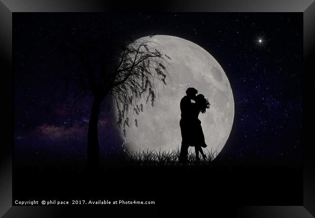 The moonlight lovers Framed Print by phil pace