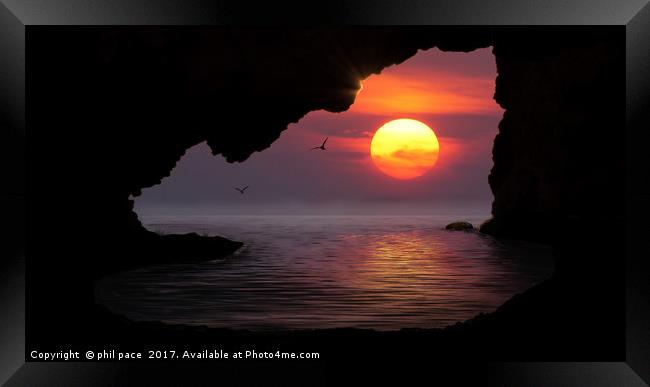 Sunset Cave Framed Print by phil pace