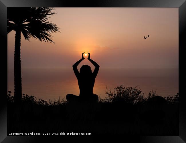 Cliff Top Meditation Framed Print by phil pace