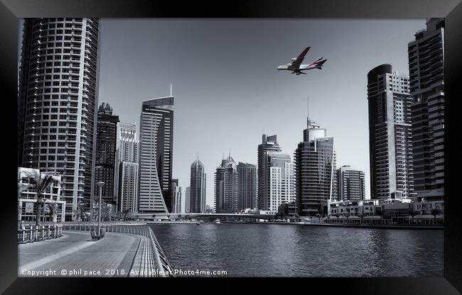 Dubai Marina Framed Print by phil pace