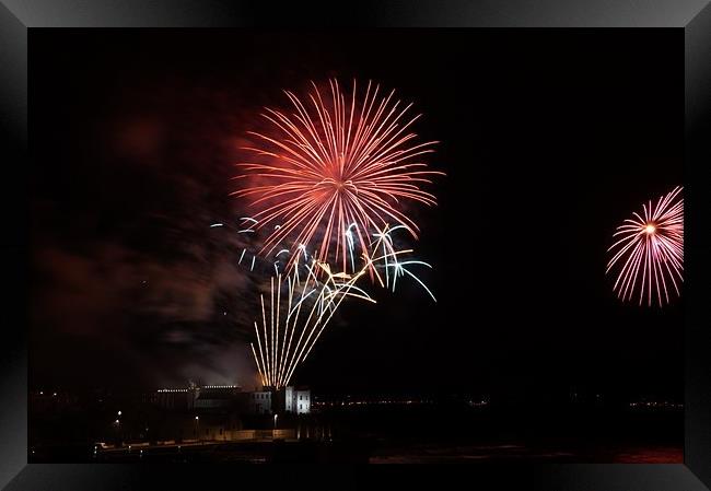 Fireworks over Portstewart Framed Print by Marc Lawrence