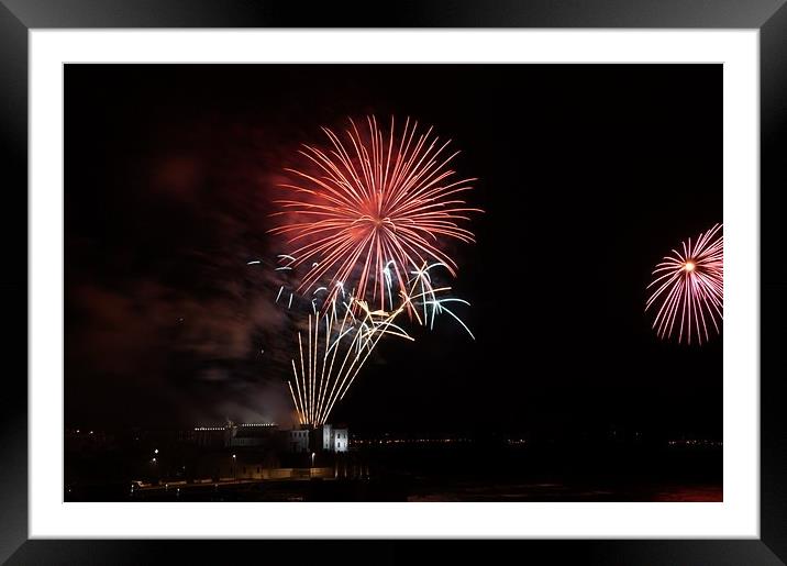 Fireworks over Portstewart Framed Mounted Print by Marc Lawrence