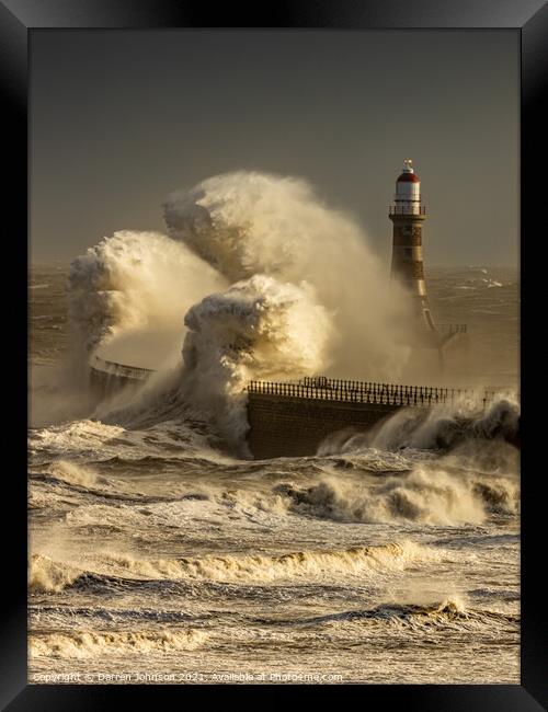 Storm Arwen Roker Framed Print by Darren Johnson