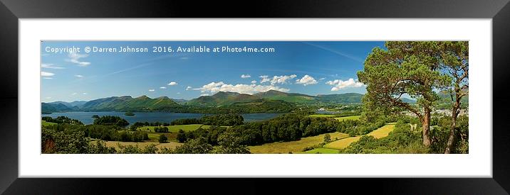 Derwent Water Panoramic Framed Mounted Print by Darren Johnson