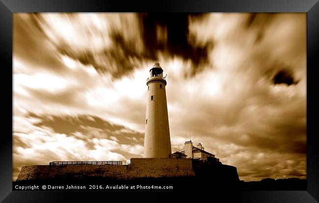 St Mary's Lighthouse Landscape Framed Print by Darren Johnson