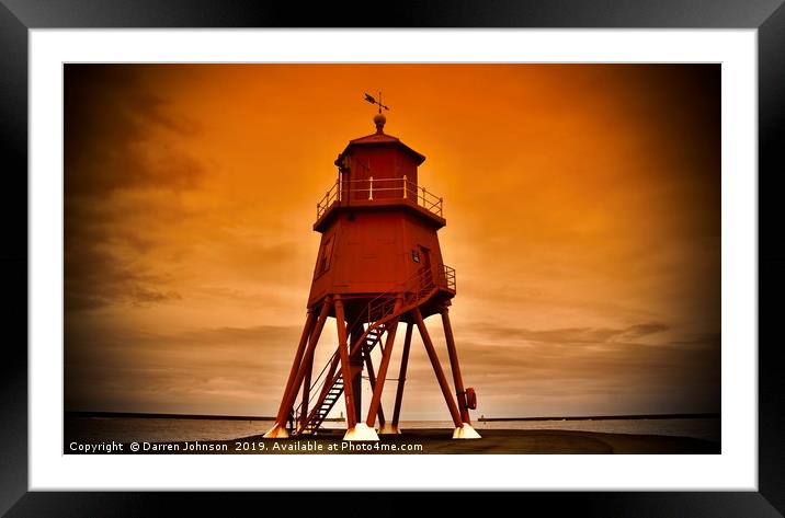South Shields Herd Groyne Lighthouse Framed Mounted Print by Darren Johnson