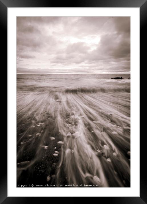 Chemical Beach Pebbles Monochrome Framed Mounted Print by Darren Johnson