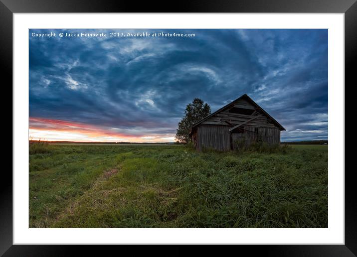 Circle Of Clouds Over The Old Barn House Framed Mounted Print by Jukka Heinovirta