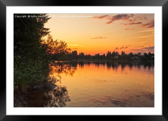 Sunset By The River Kemijoki Framed Mounted Print by Jukka Heinovirta