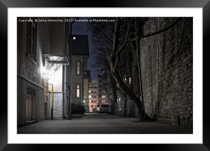 Dark Yard In Tallinn Framed Mounted Print by Jukka Heinovirta