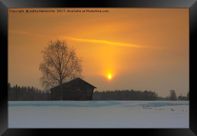 Orange Sunrise Sky Framed Print by Jukka Heinovirta