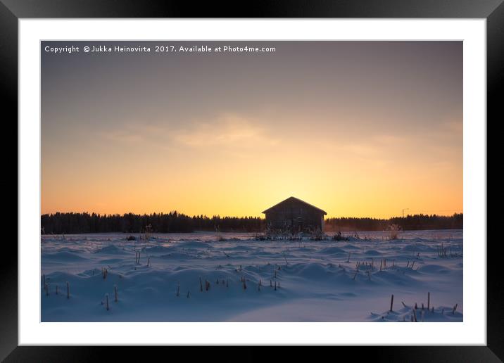 Setting Sun Over The Fields Framed Mounted Print by Jukka Heinovirta