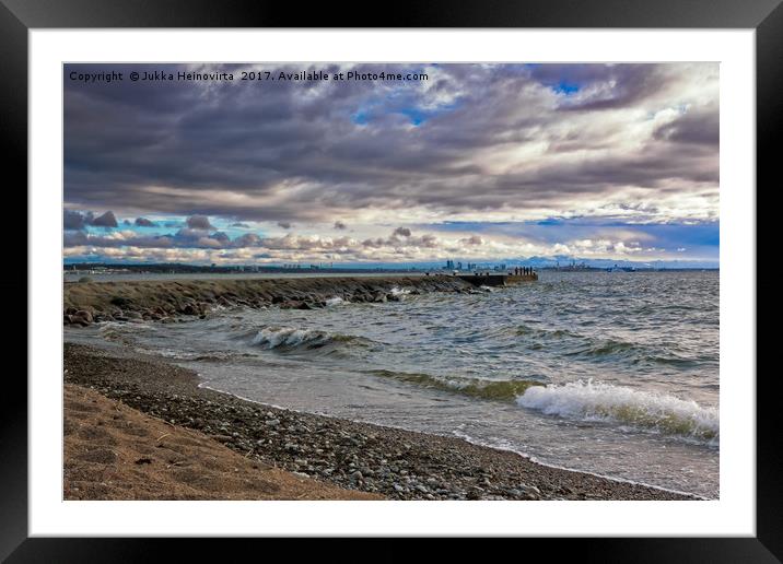 Tallinn Skyline From A Jetty Framed Mounted Print by Jukka Heinovirta