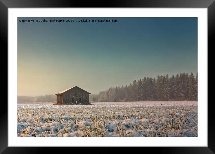 Morning On The Snowy Fields Framed Mounted Print by Jukka Heinovirta