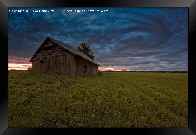 Old Barn House Under The Dramatic Summer Skies Framed Print by Jukka Heinovirta