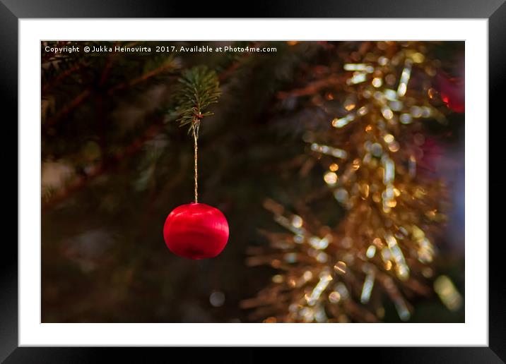 Tiny Bauble On A Christmas Tree Framed Mounted Print by Jukka Heinovirta