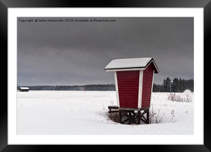 Milk Shelter On The Snowy Fields Framed Mounted Print by Jukka Heinovirta