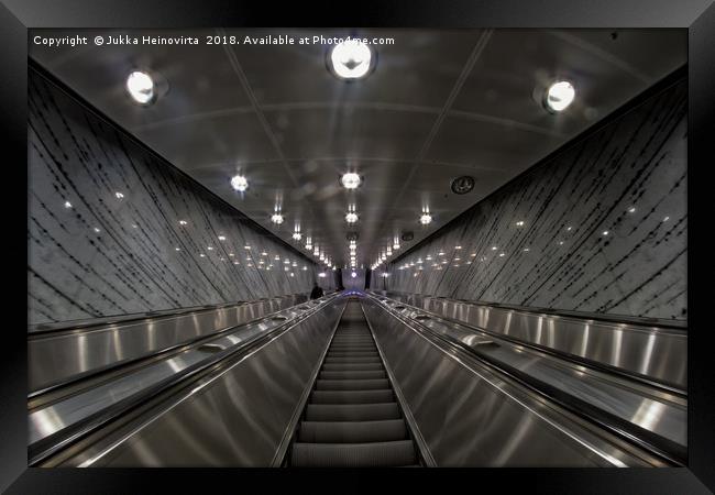Airport Escalator Going Down Framed Print by Jukka Heinovirta