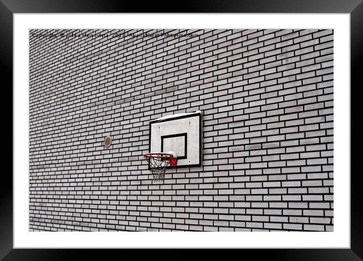 Basketball Hoop On A Brick Wall Framed Mounted Print by Jukka Heinovirta